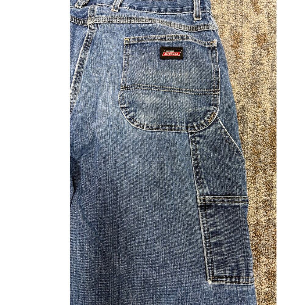 Dickies Jeans Mens 34x32 Blue Medium Wash Relaxed Fit Carpenter Workwear Classic - Picture 11 of 15